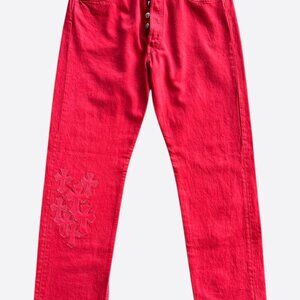 Chrome Hearts Red Large Cross Patch Jeans